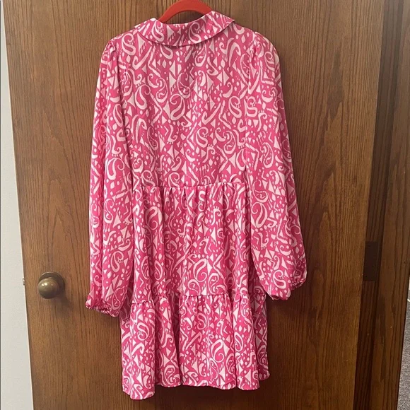 Umgee Vibrant Pink and White Patterned Dress - Picture 4 of 4